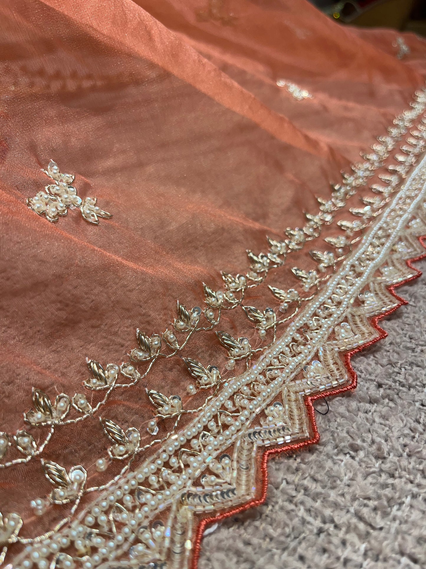 Serena Coral Crystal Embellished Bridal Lehenga