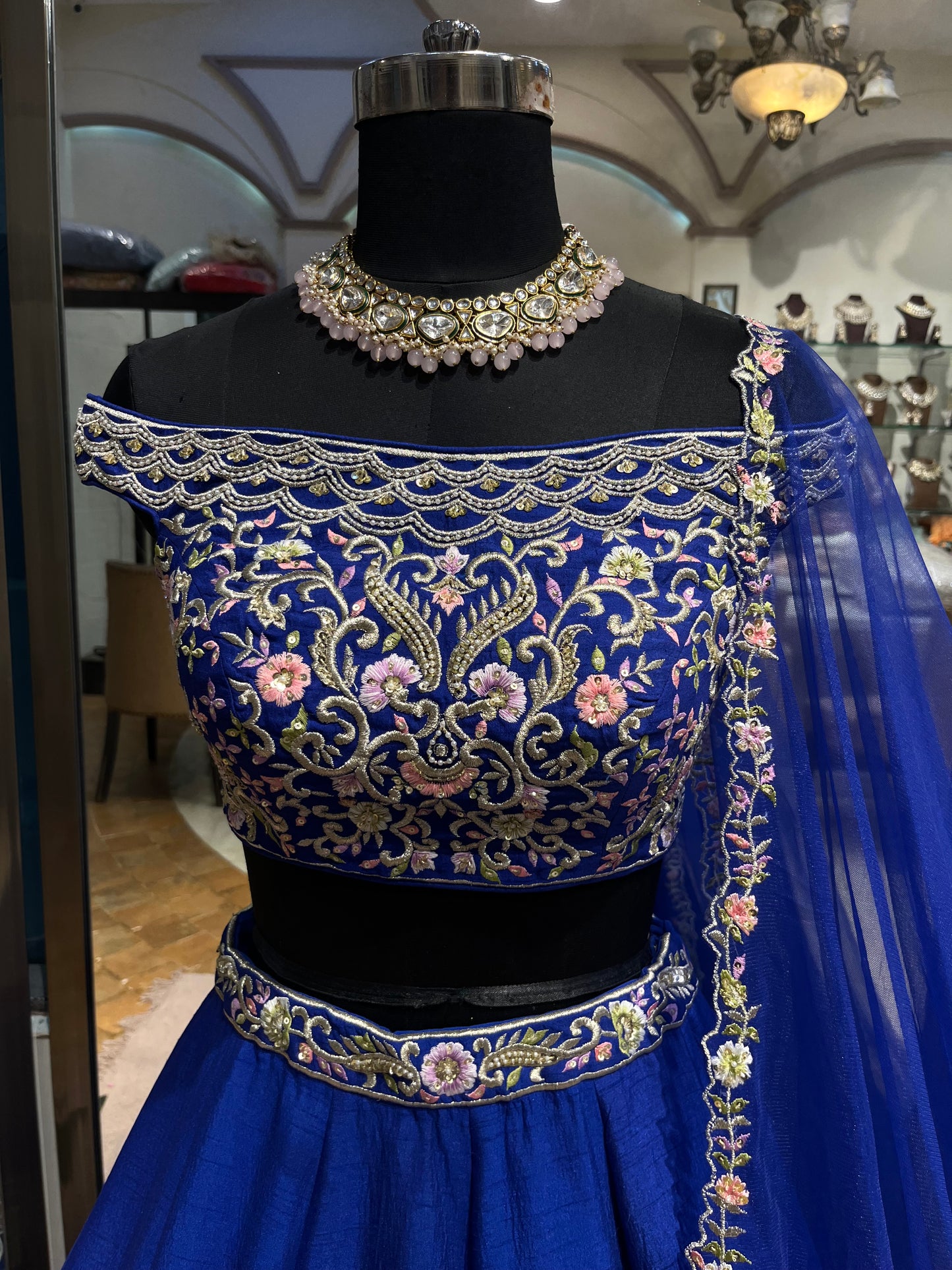 Royal Sapphire Embroidered Designer Lehenga