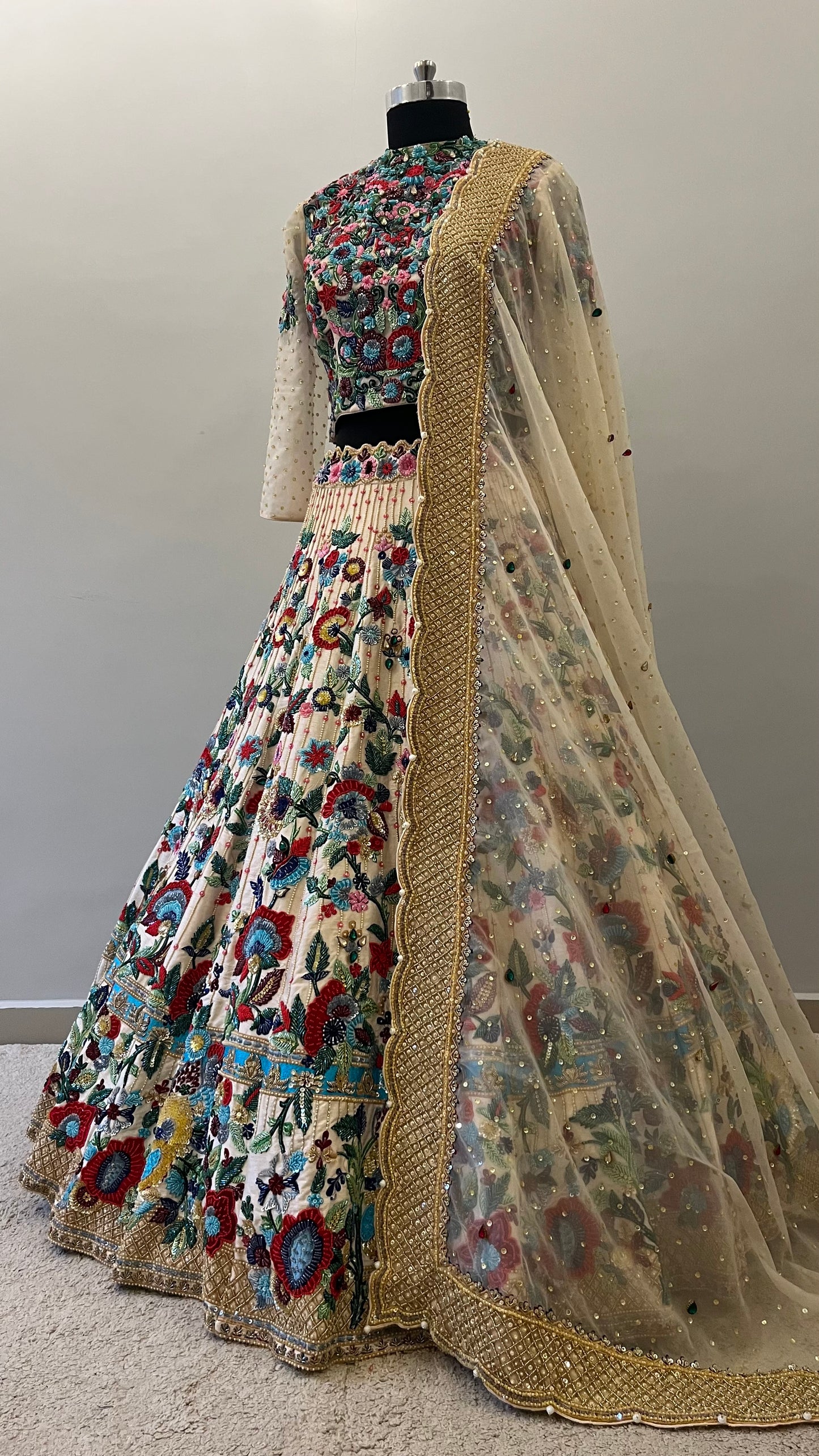 Noorbagh Ivory Floral Couture Lehenga