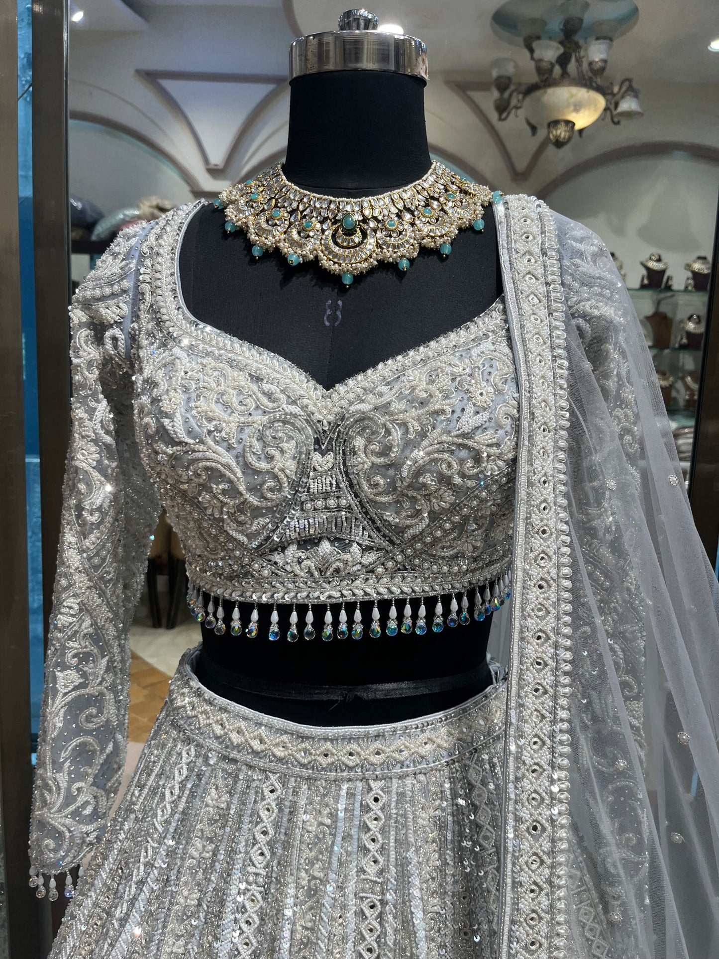 Platinum Ivory Regal Bridal Lehenga Set