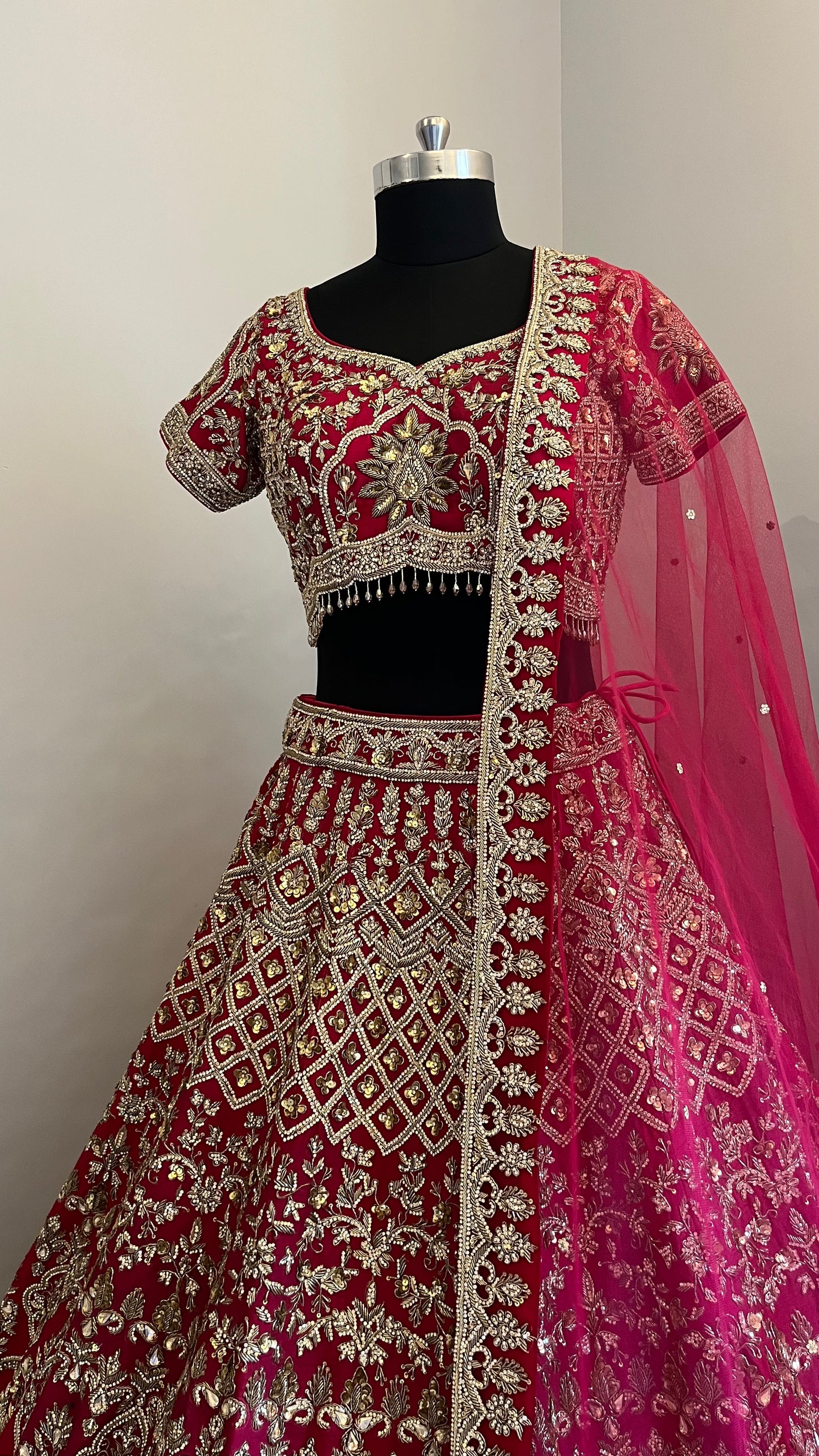 Zareen Crimson Bridal Lehenga Set