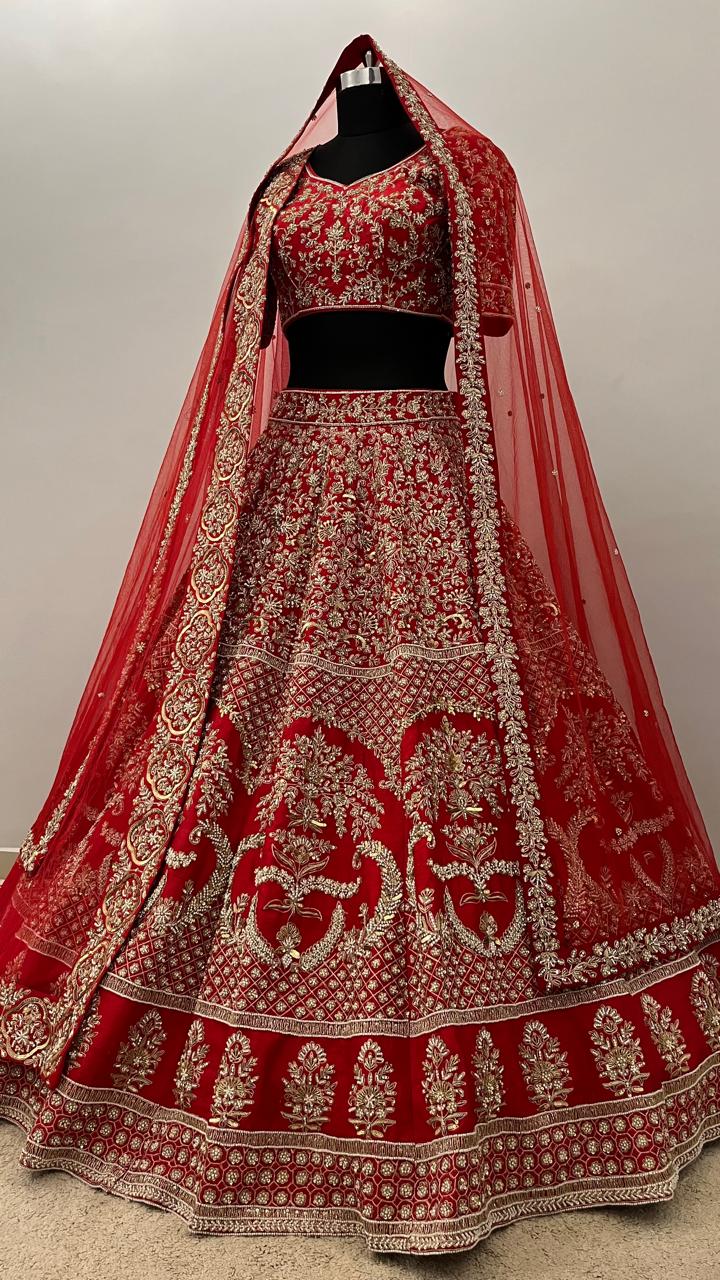 Royal Crimson Zardozi Bridal Lehenga Set
