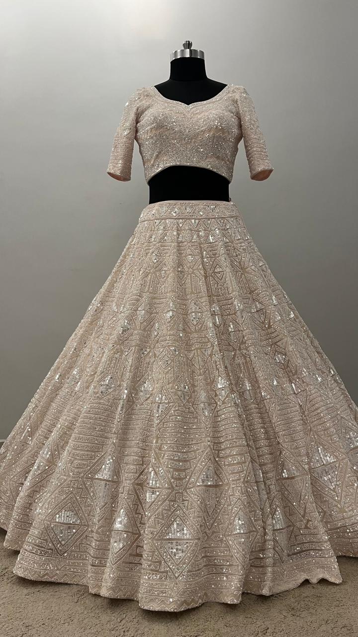 Ivory Celestial Mirrorwork Bridal Lehenga Set