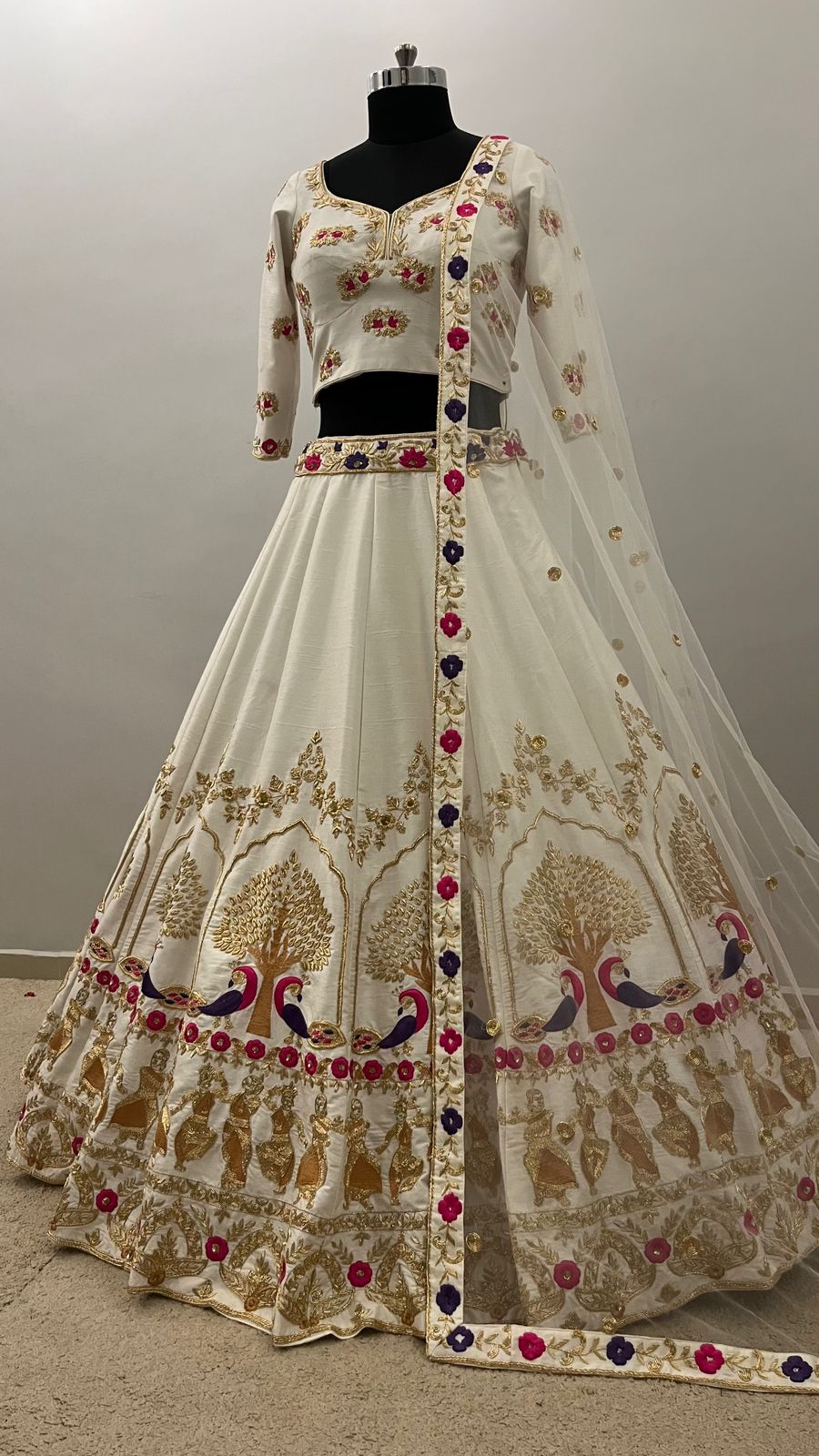 Ivory Peacock Heritage Bridal Lehenga