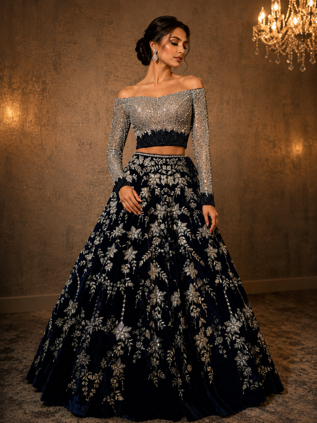 Midnight Celeste Lehenga