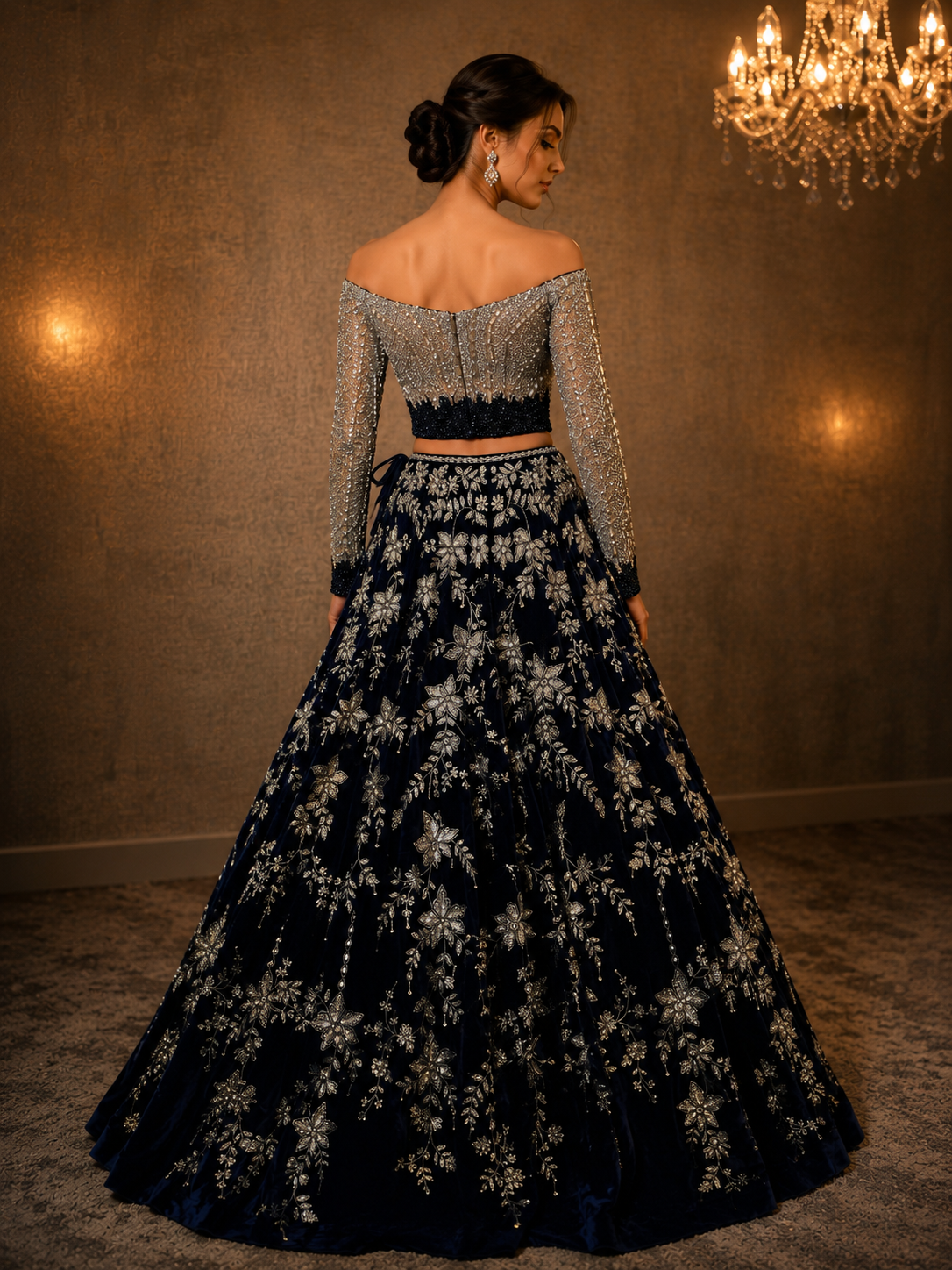 Midnight Celeste Lehenga