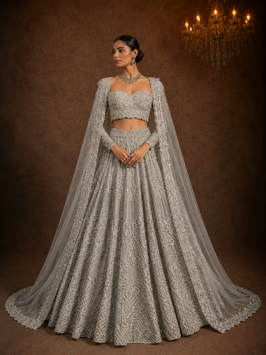 Silver Étoile Lehenga