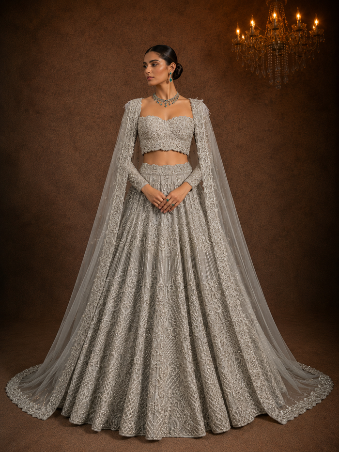Silver Étoile Lehenga