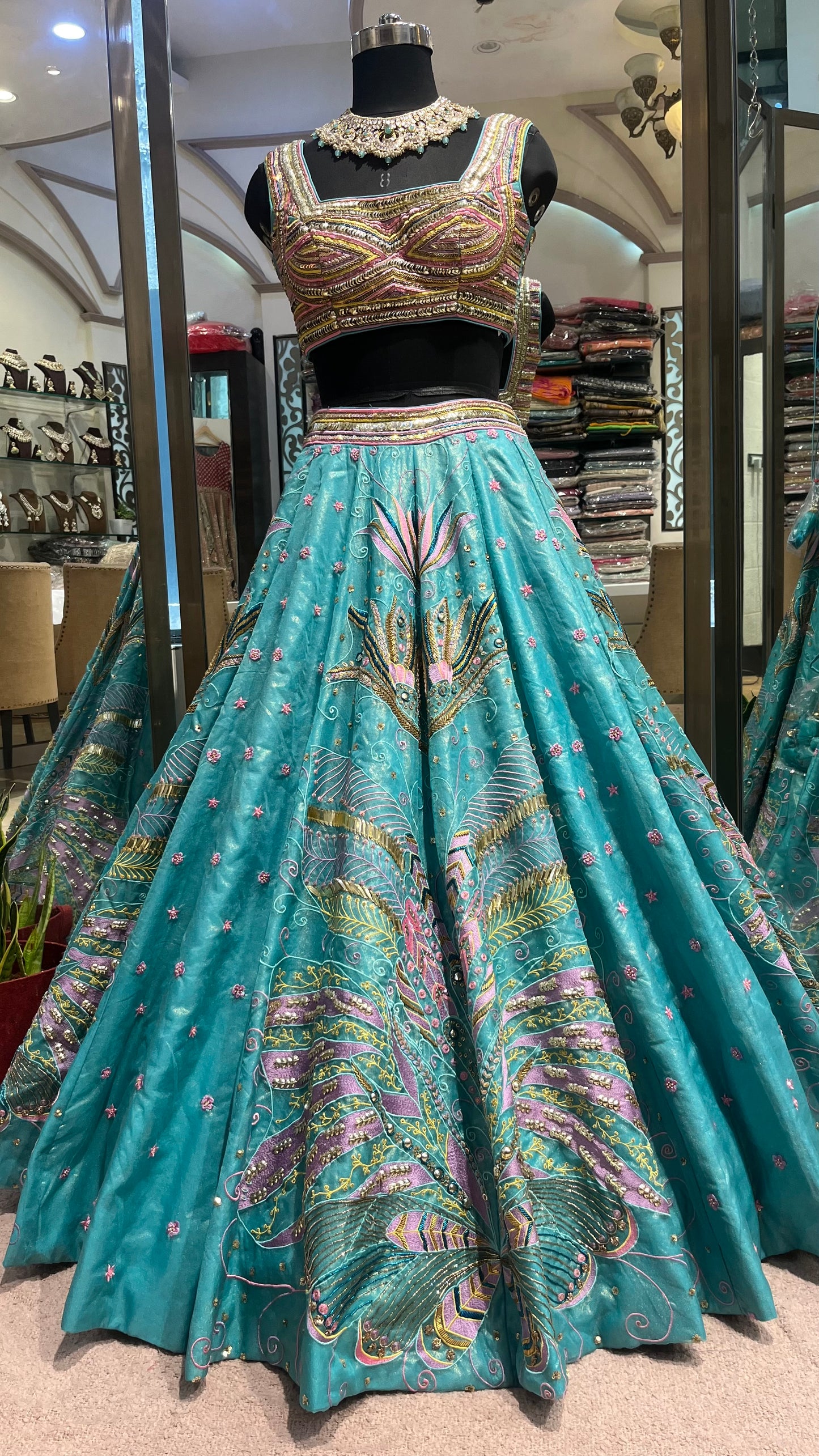 Azura Aqua Embroidered Designer Lehenga Set