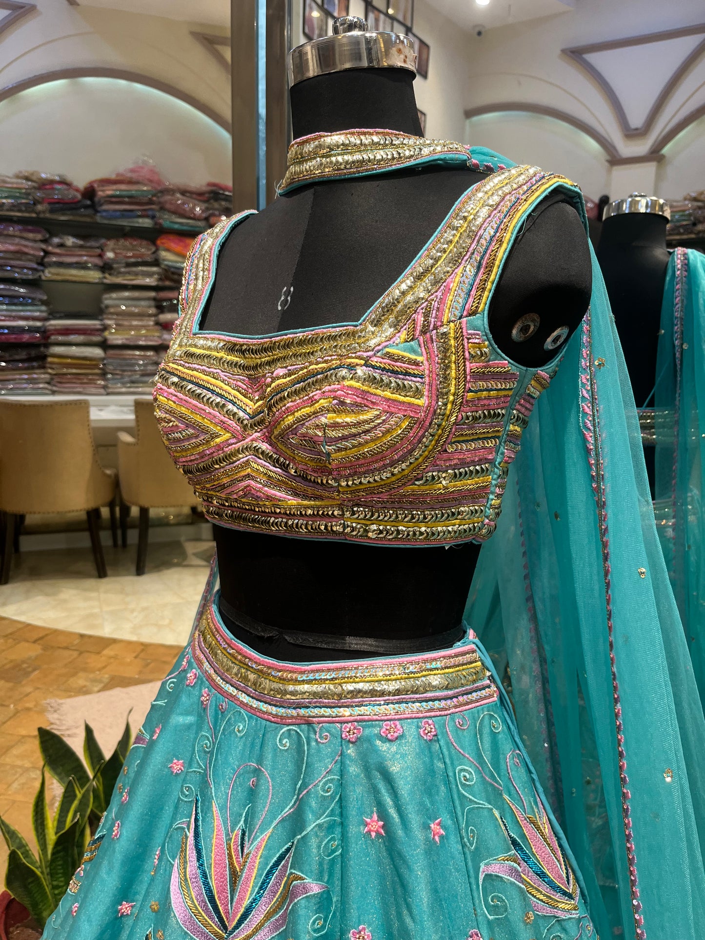 Azura Aqua Embroidered Designer Lehenga Set