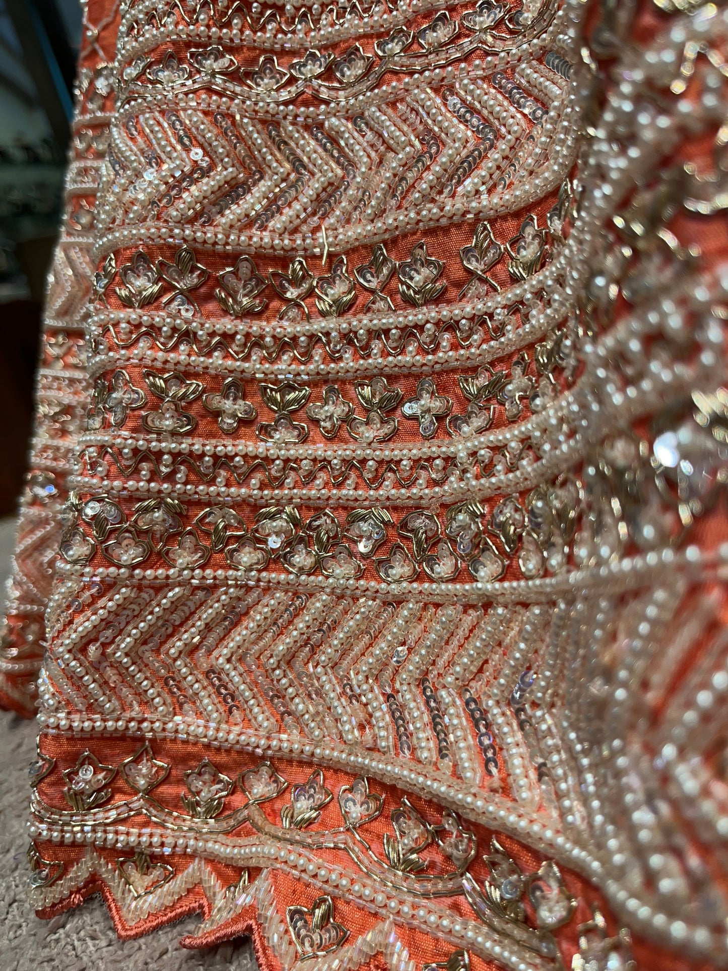 Serena Coral Crystal Embellished Bridal Lehenga