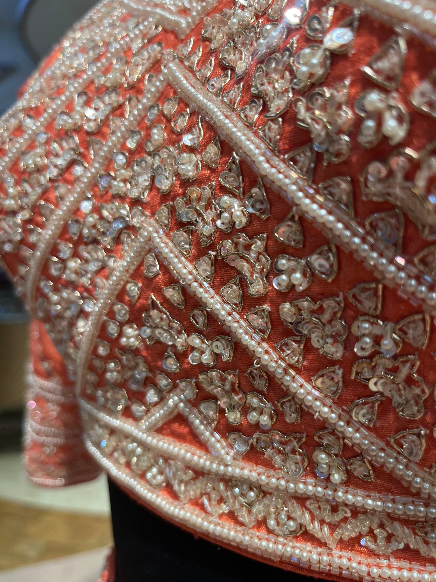 Serena Coral Crystal Embellished Bridal Lehenga