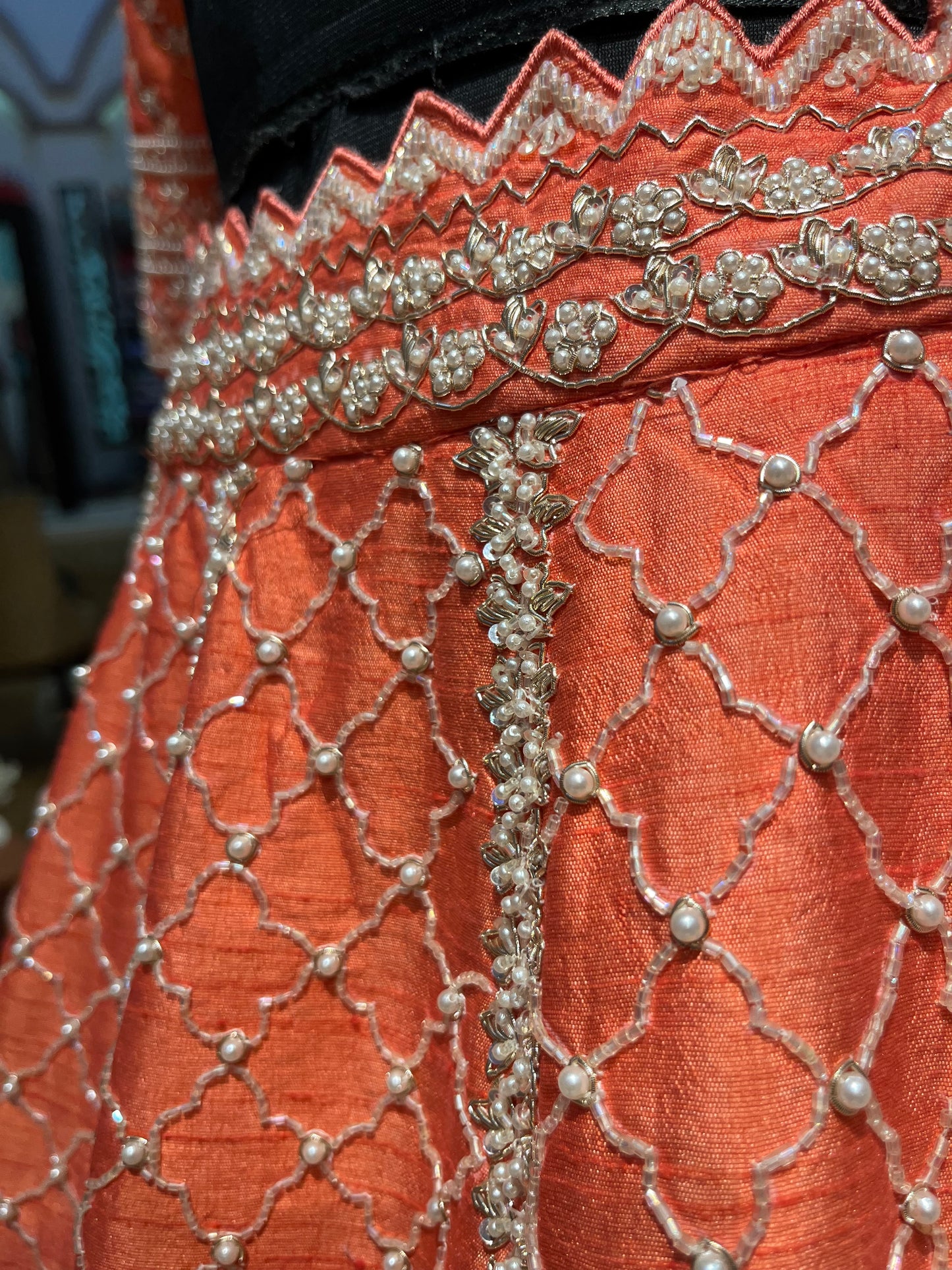 Serena Coral Crystal Embellished Bridal Lehenga