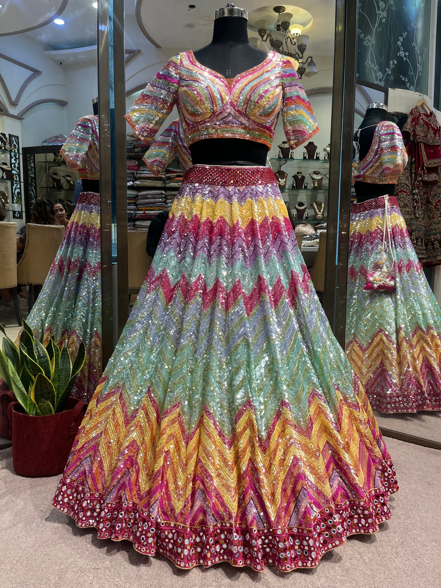 Aurora Prism Sequin Couture Lehenga