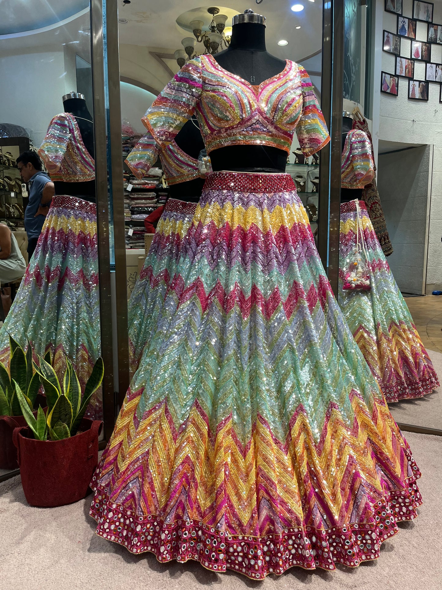 Aurora Prism Sequin Couture Lehenga