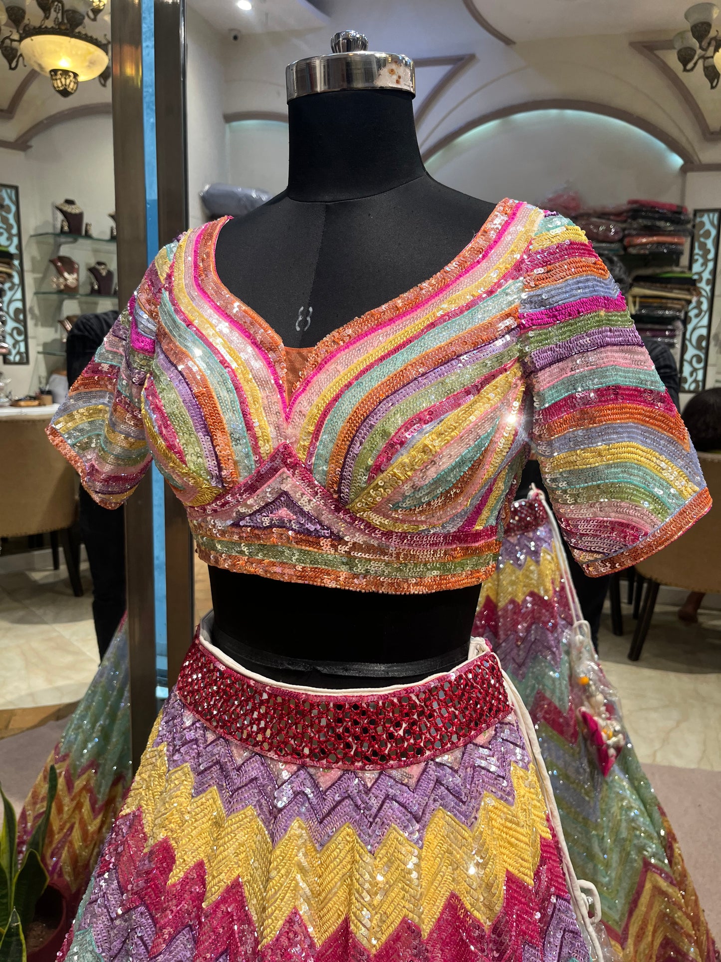 Aurora Prism Sequin Couture Lehenga