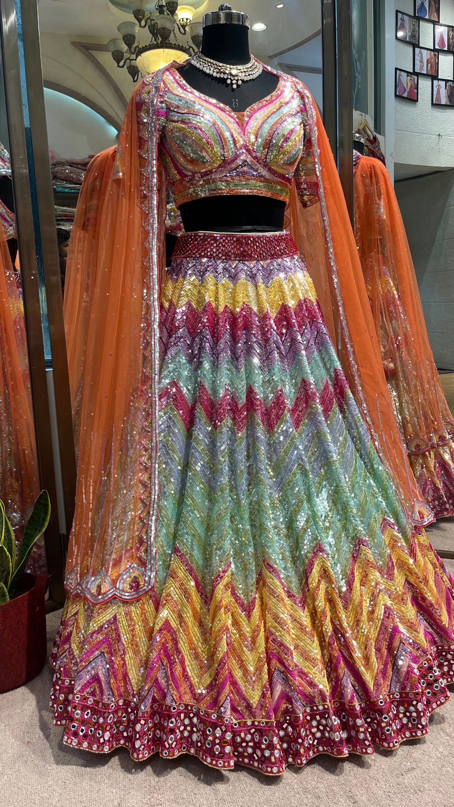 Aurora Prism Sequin Couture Lehenga
