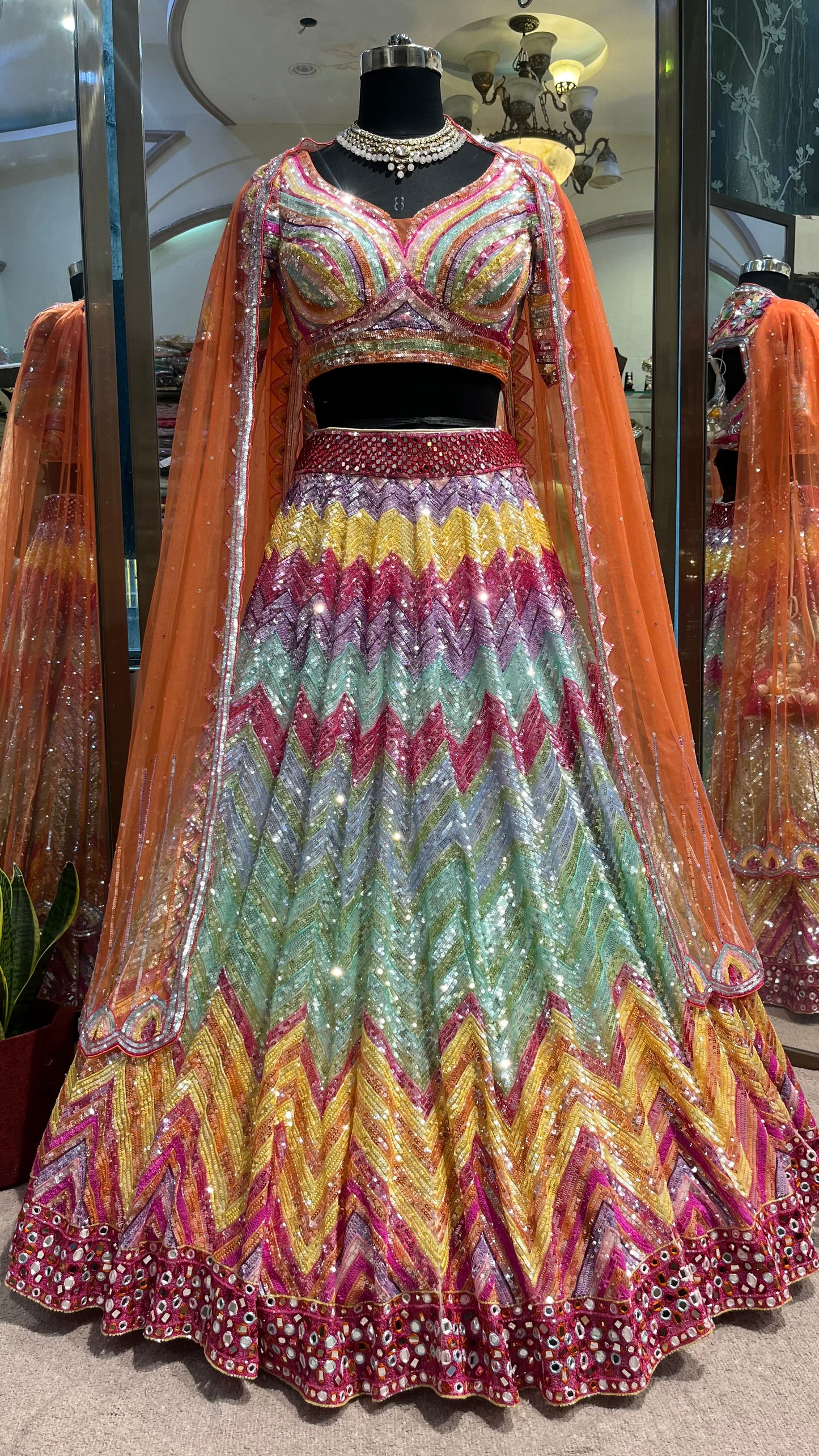 Aurora Prism Sequin Couture Lehenga