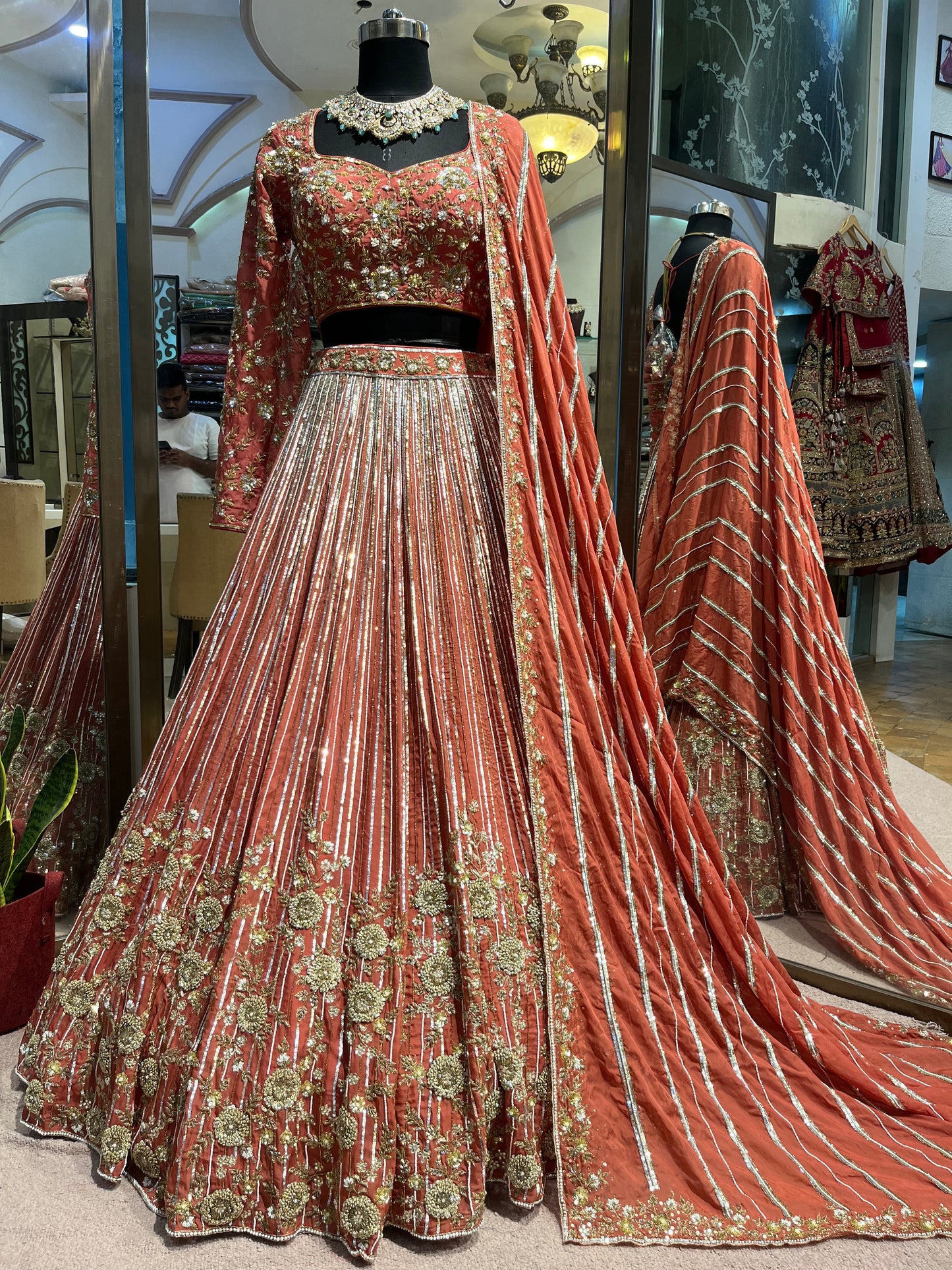 Rosabelle Rose Gold Embellished Bridal Lehenga
