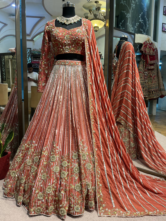 Rosabelle Rose Gold Embellished Bridal Lehenga