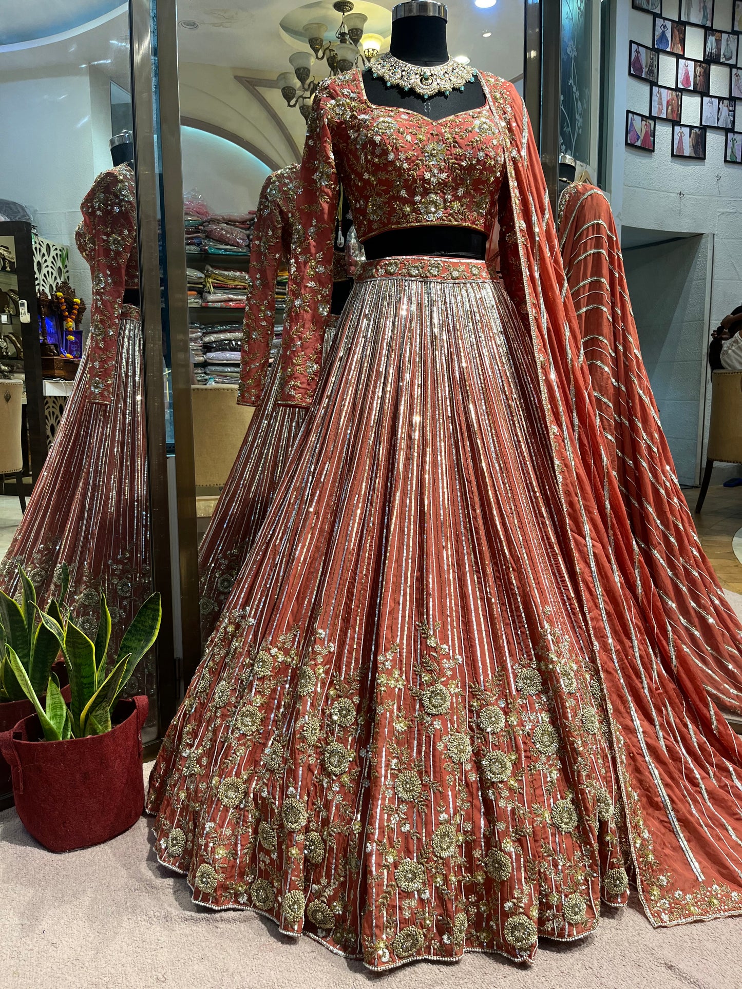 Rosabelle Rose Gold Embellished Bridal Lehenga