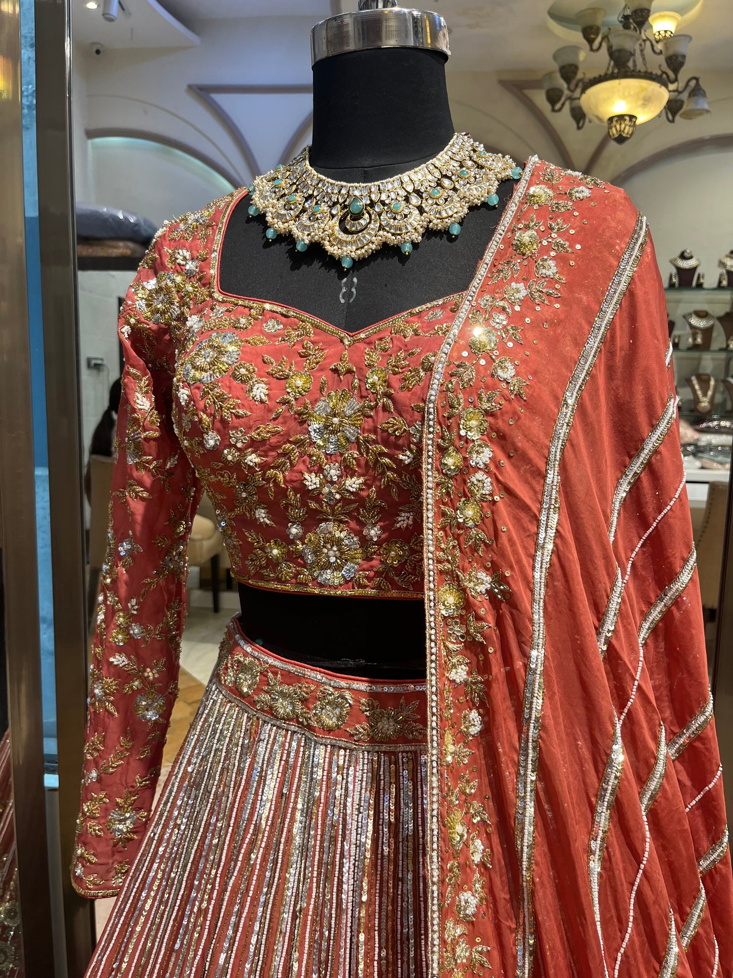 Rosabelle Rose Gold Embellished Bridal Lehenga