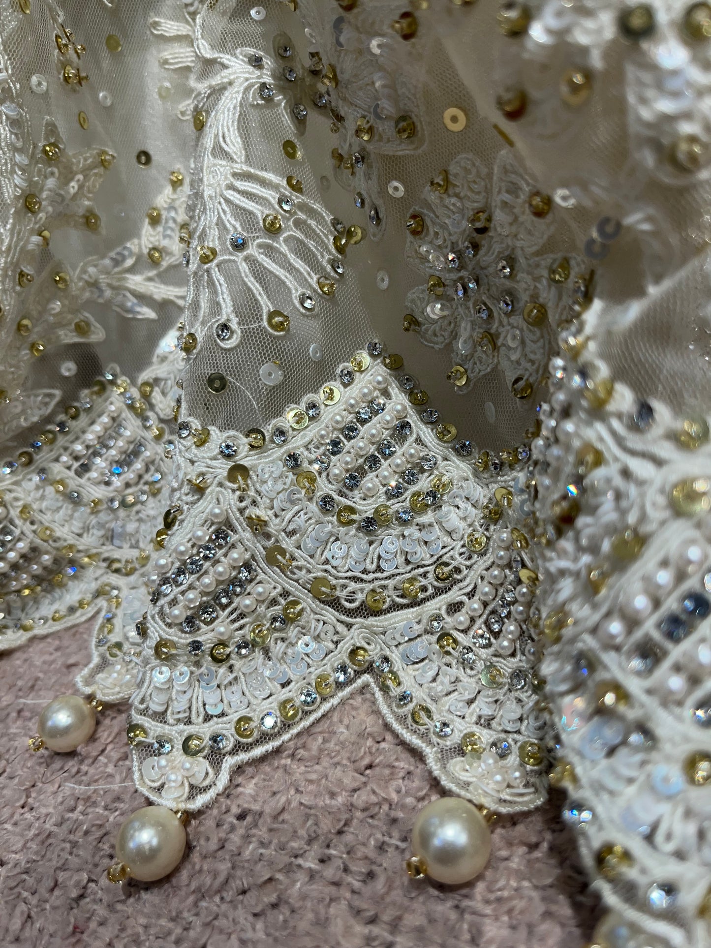 Ivory Pearl Handcrafted Bridal Lehenga Set