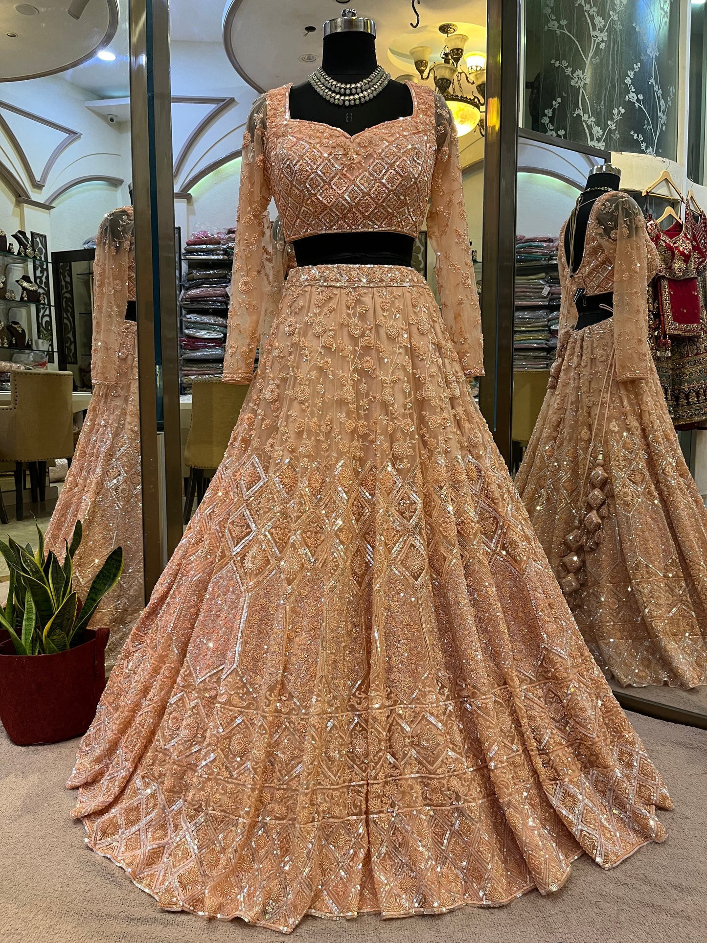 Noorie Bride Blush Champagne Handcrafted Bridal Lehenga Set