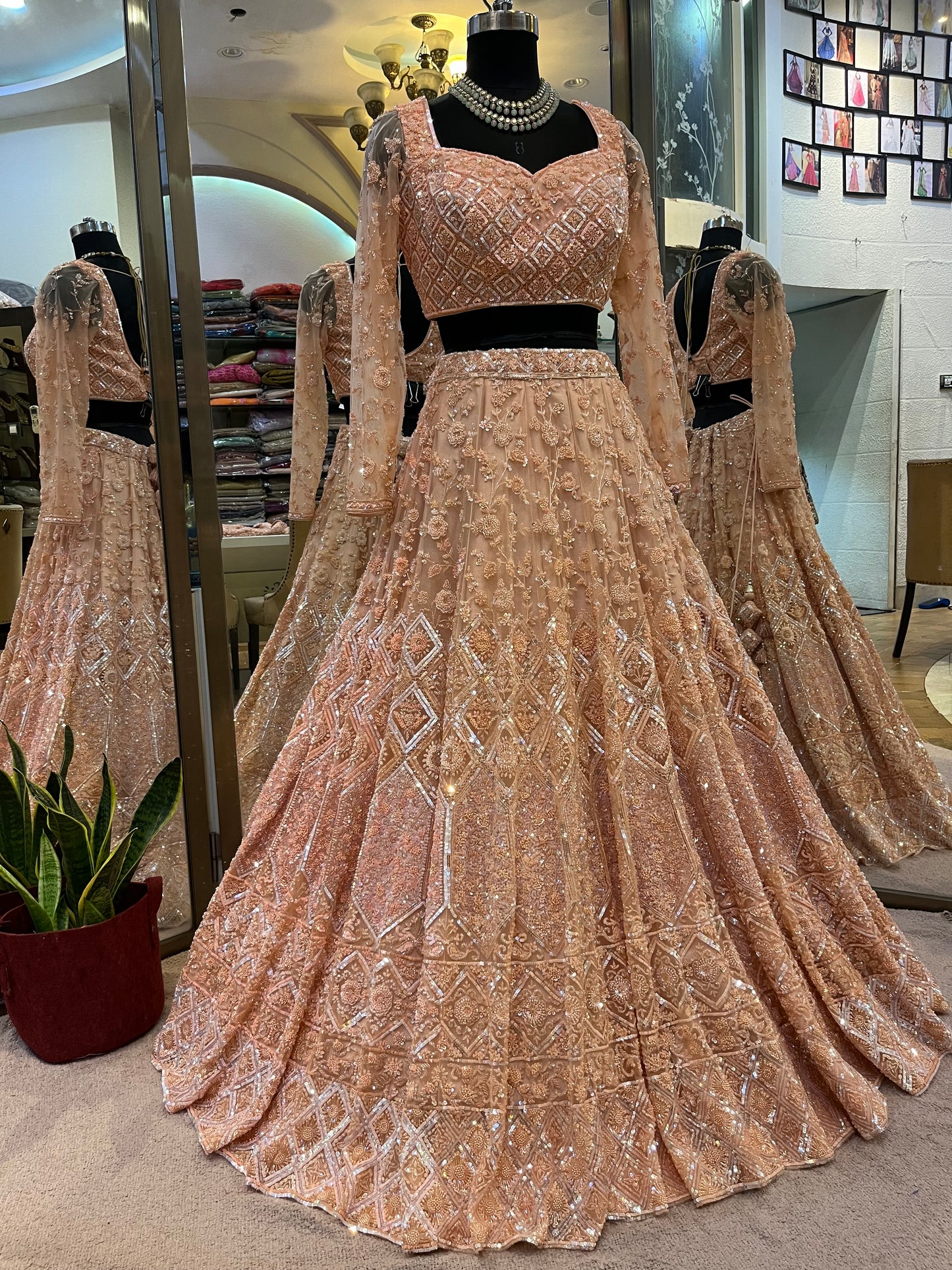 Noorie Bride Blush Champagne Handcrafted Bridal Lehenga Set
