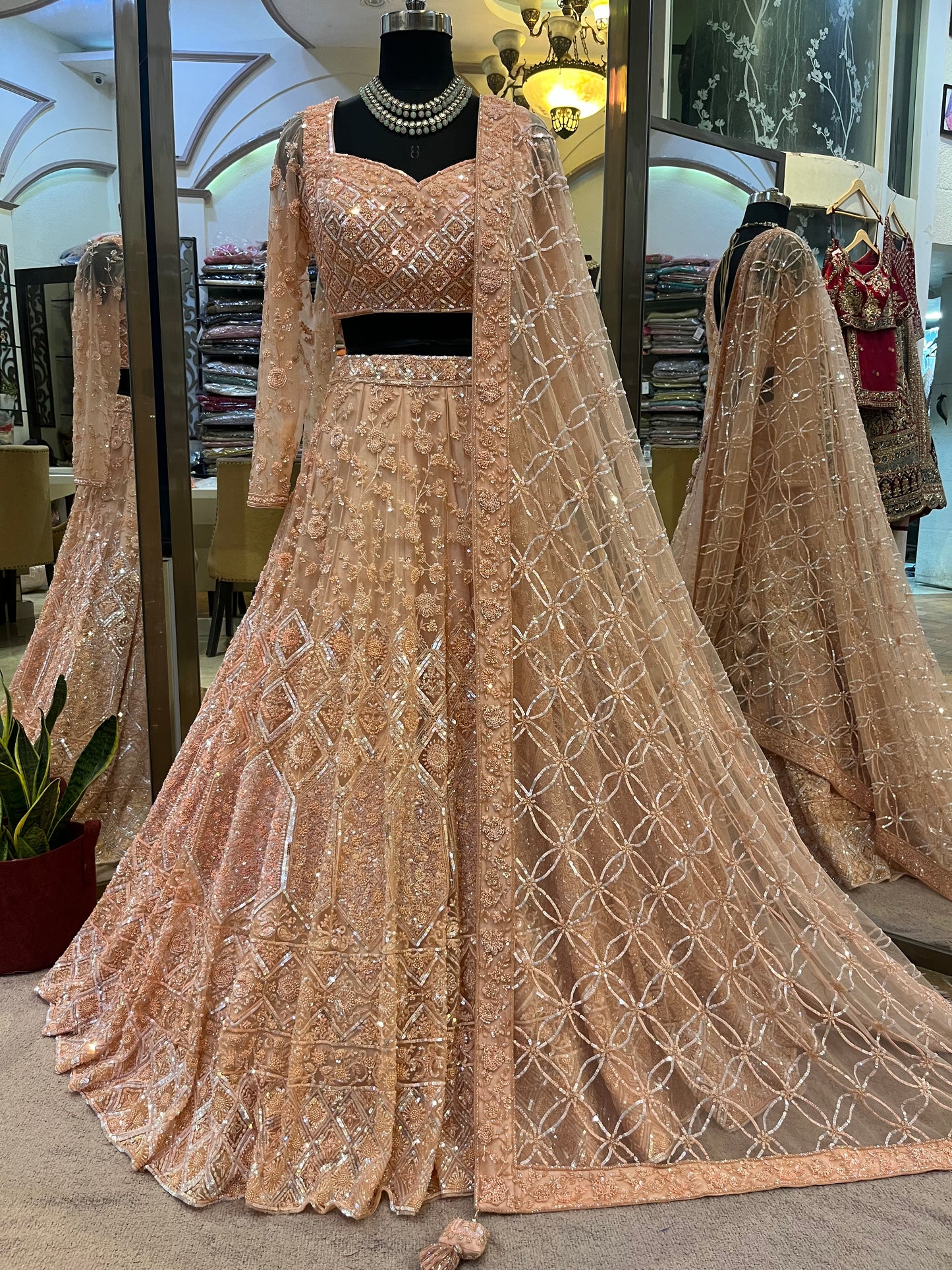 Noorie Bride Blush Champagne Handcrafted Bridal Lehenga Set