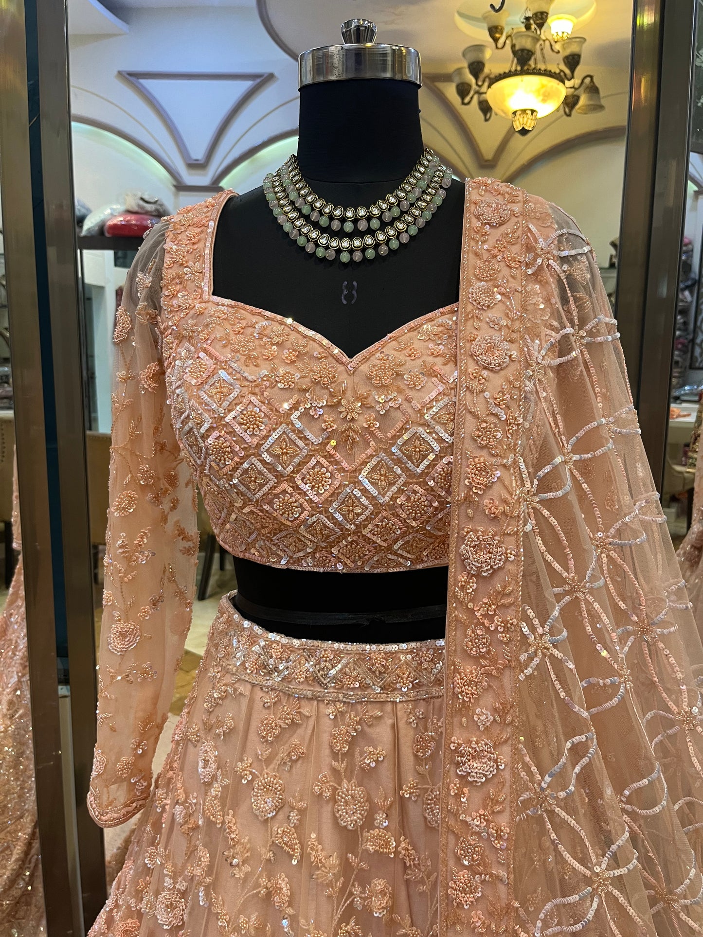 Noorie Bride Blush Champagne Handcrafted Bridal Lehenga Set