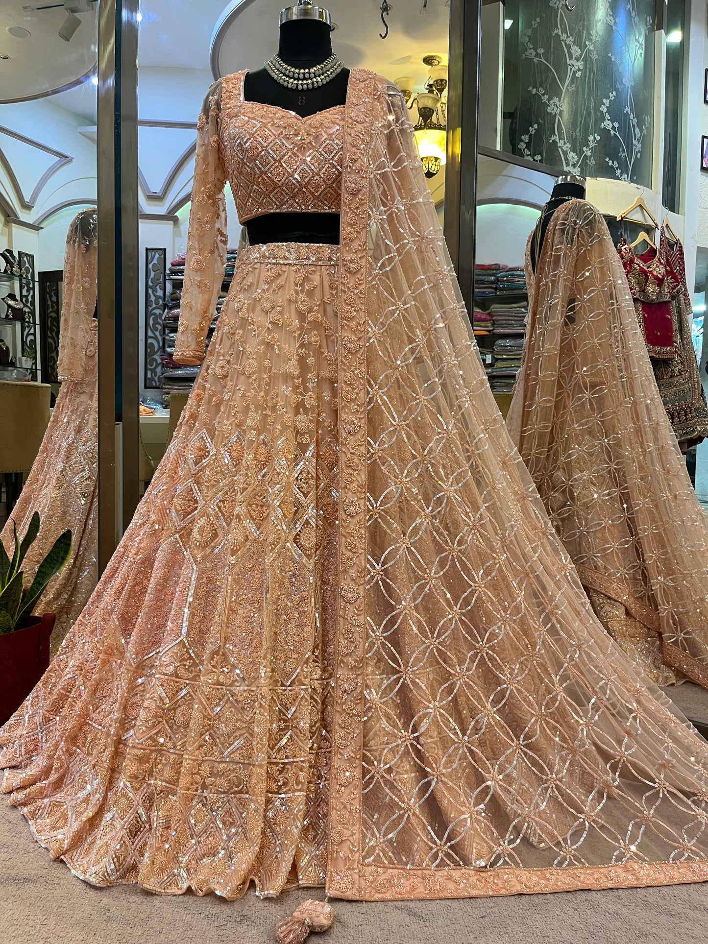 Noorie Bride Blush Champagne Handcrafted Bridal Lehenga Set
