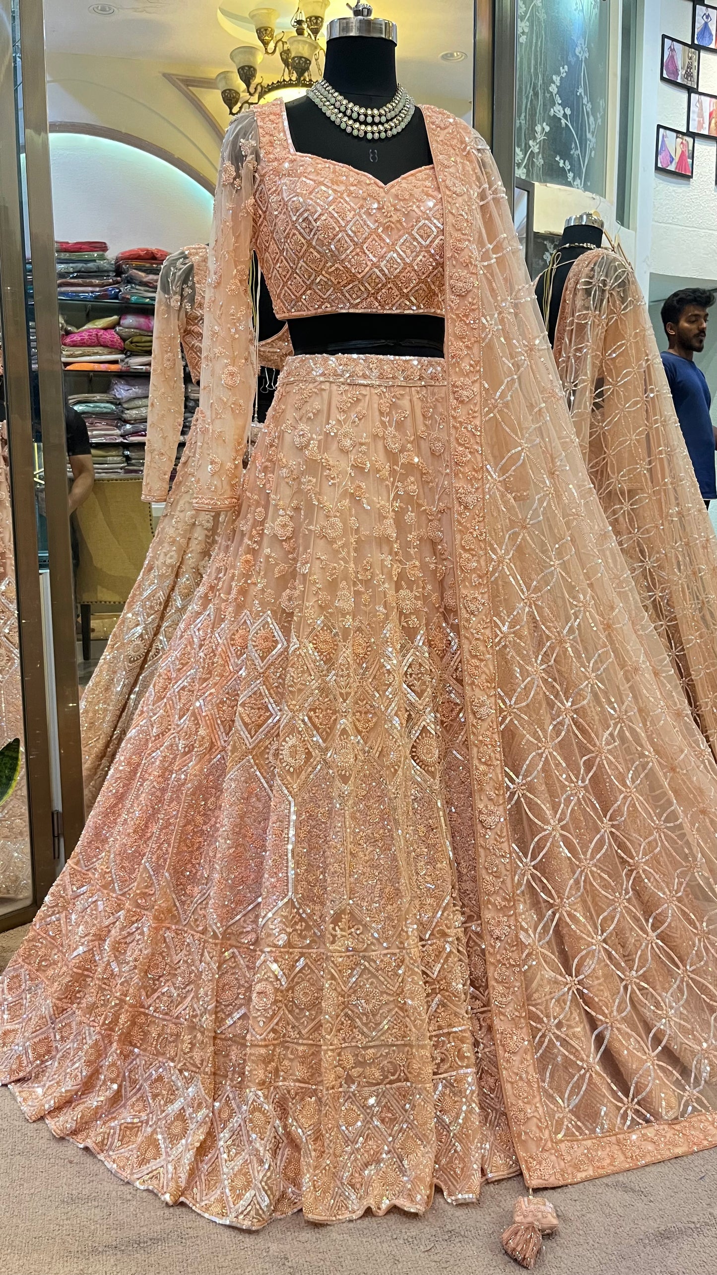 Noorie Bride Blush Champagne Handcrafted Bridal Lehenga Set