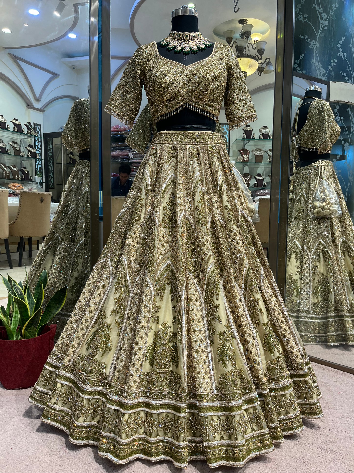 Champagne Gold Regal Bridal Lehenga Couture