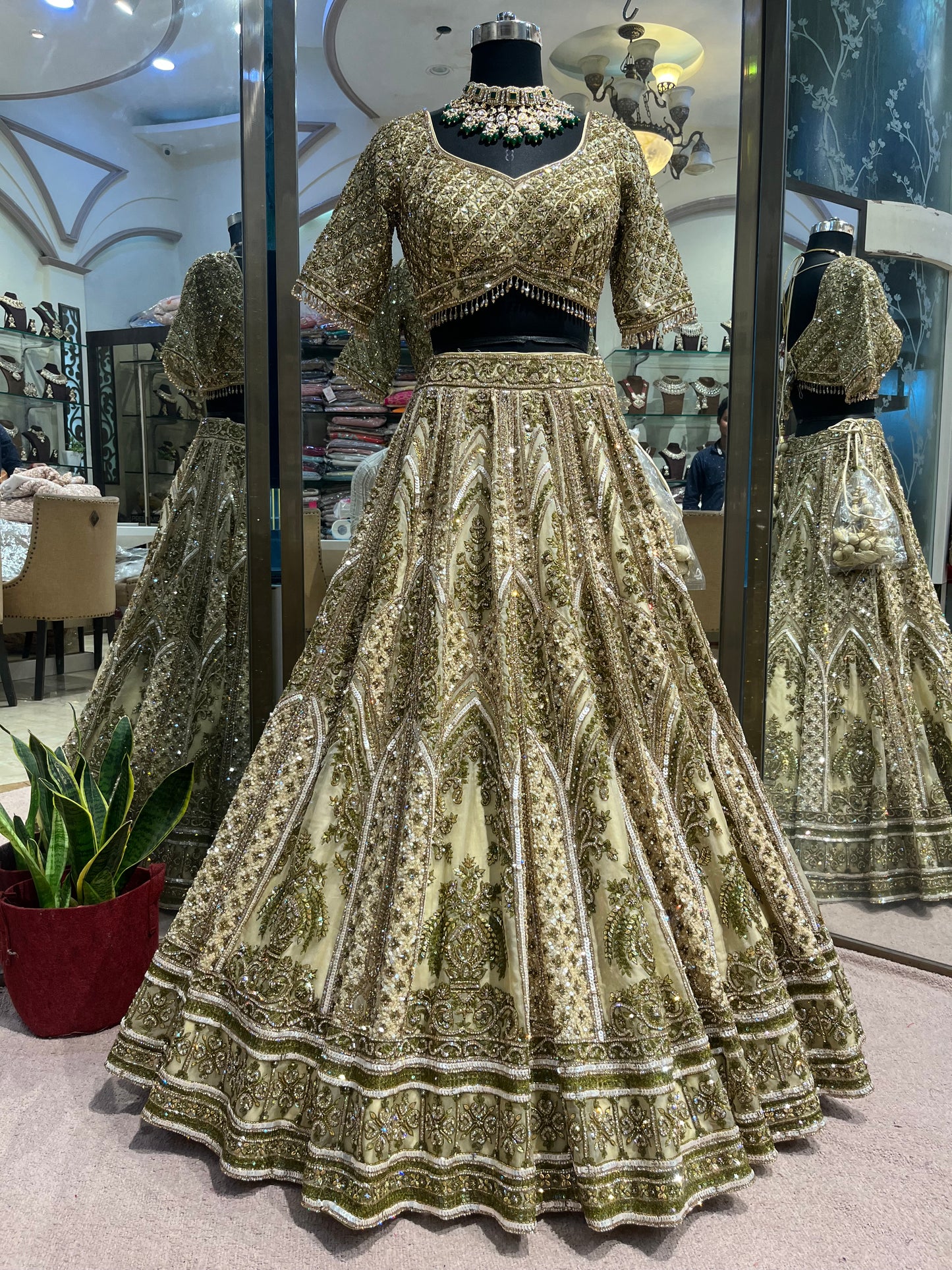Champagne Gold Regal Bridal Lehenga Couture