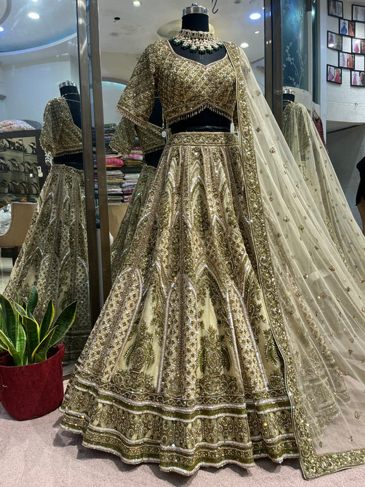 Champagne Gold Regal Bridal Lehenga Couture