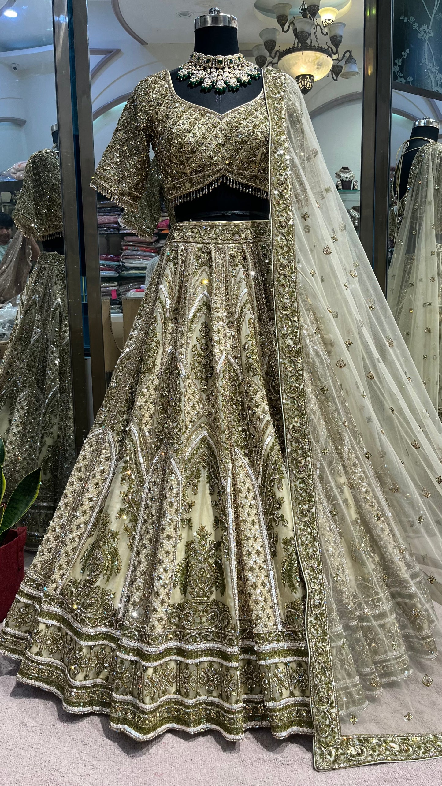 Champagne Gold Regal Bridal Lehenga Couture