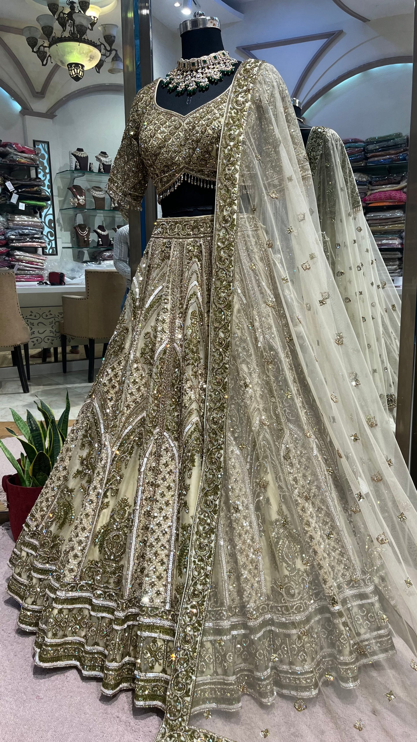 Champagne Gold Regal Bridal Lehenga Couture
