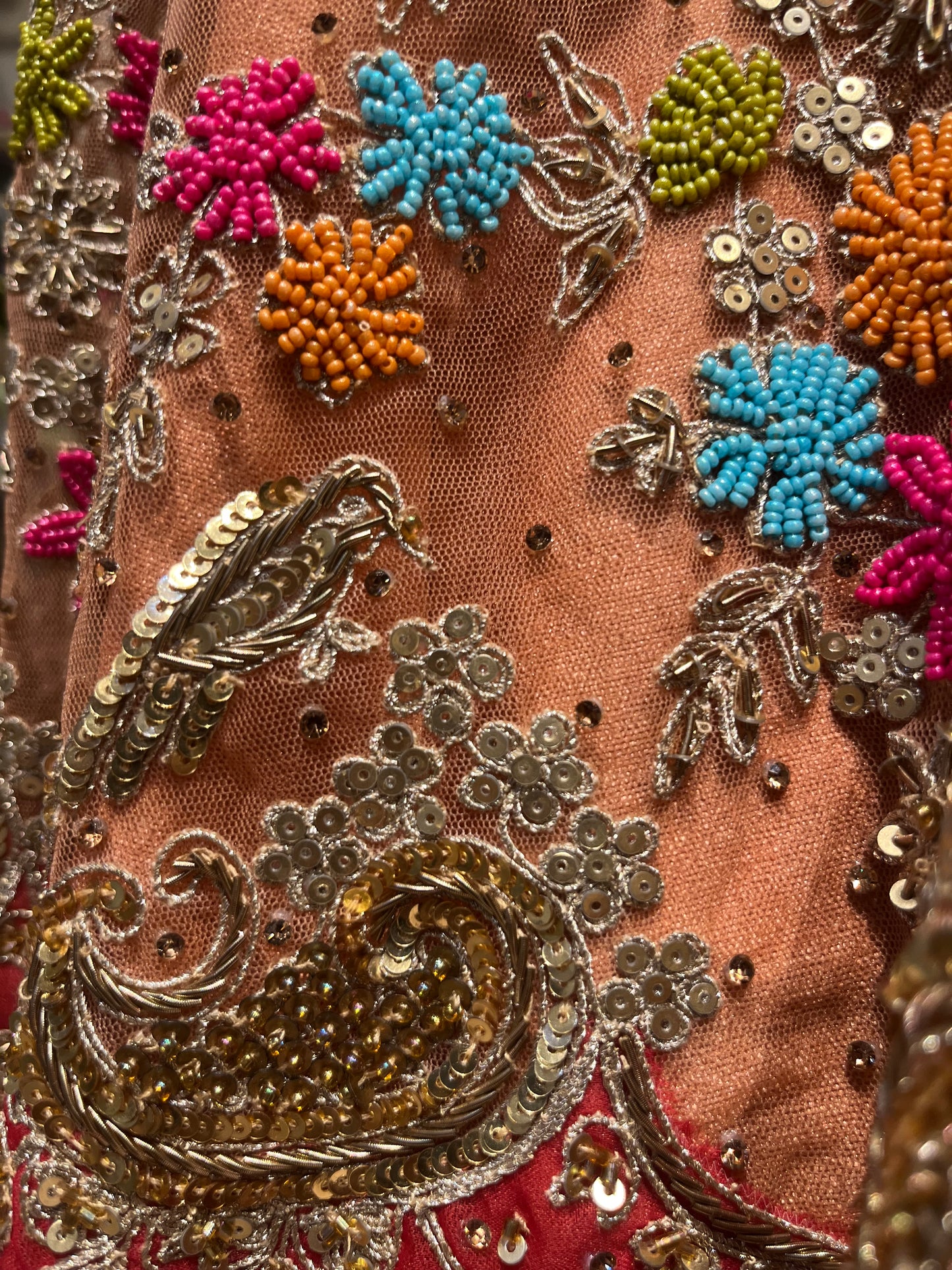 Rose Gold Multiflora Bridal Lehenga Couture