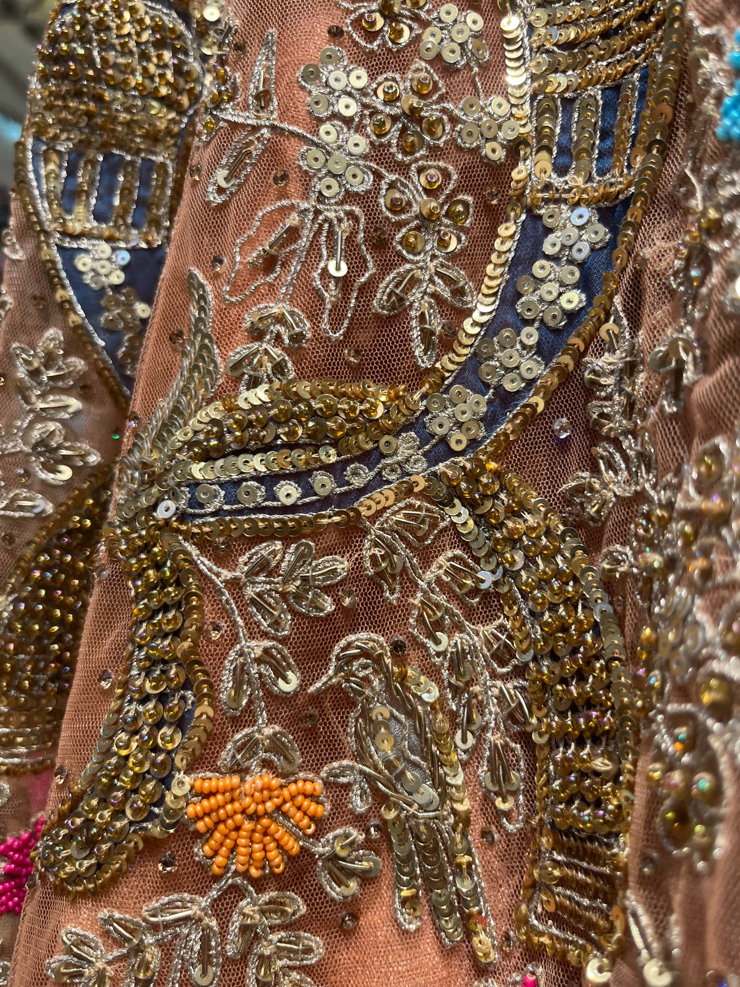 Rose Gold Multiflora Bridal Lehenga Couture