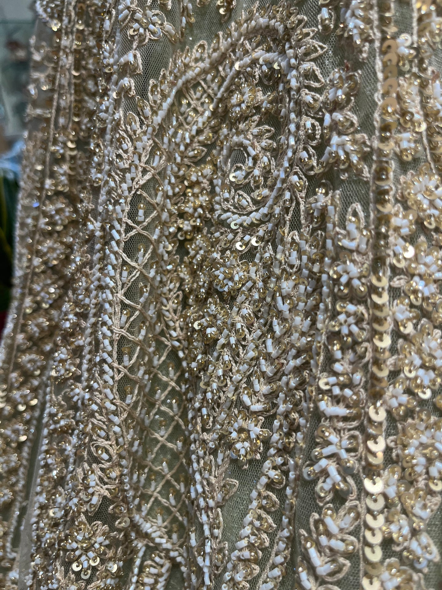 Sage Ivory Heritage Bridal Lehenga with Embroidered Dupatta