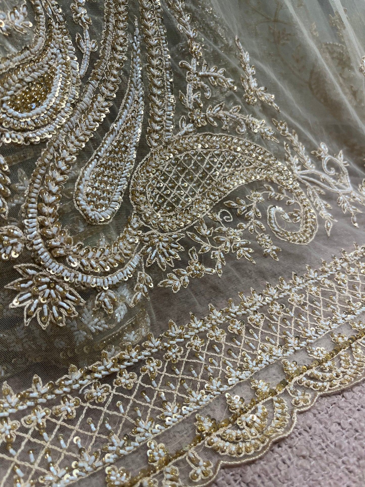 Sage Ivory Heritage Bridal Lehenga with Embroidered Dupatta