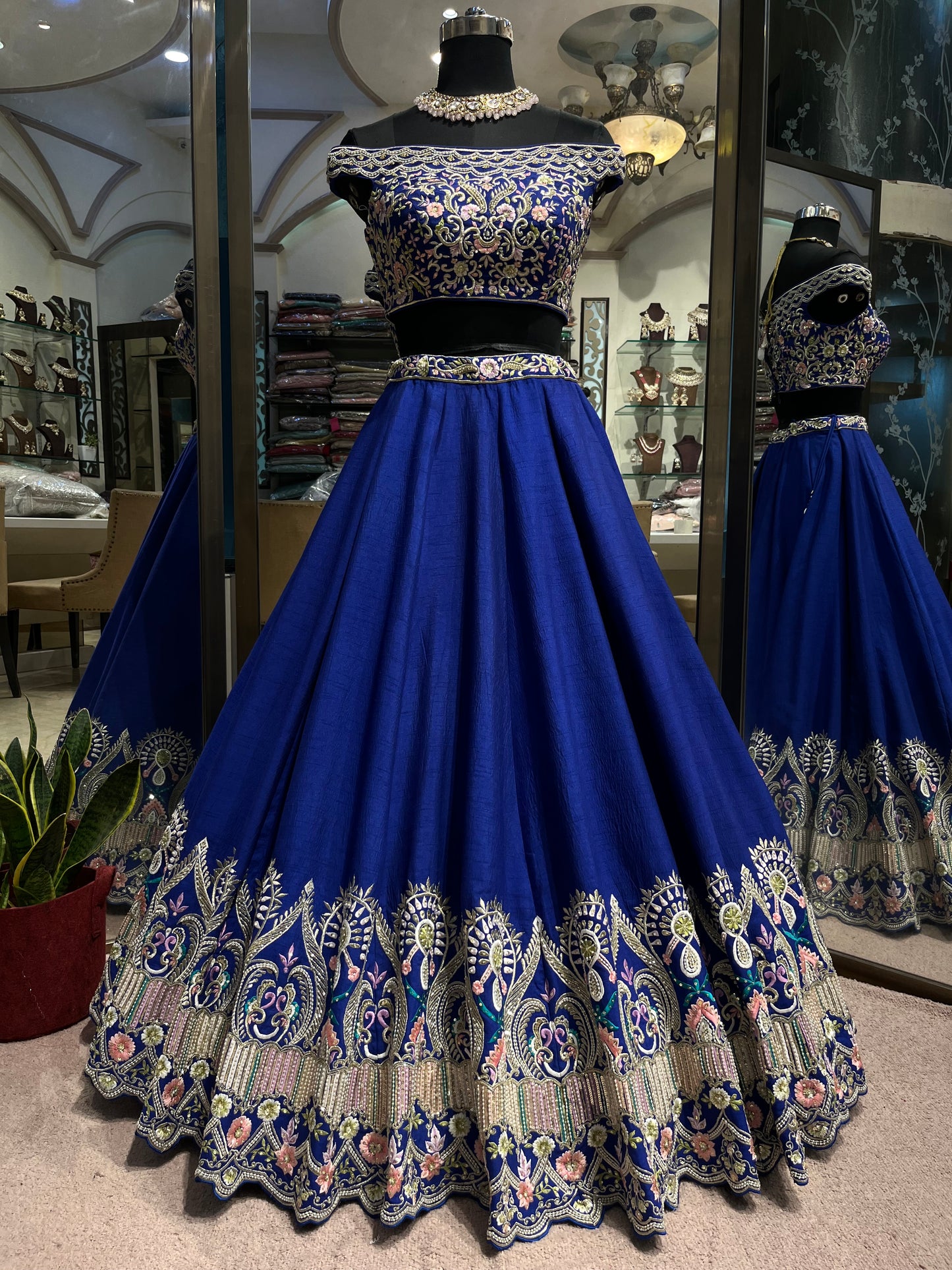 Royal Sapphire Embroidered Designer Lehenga