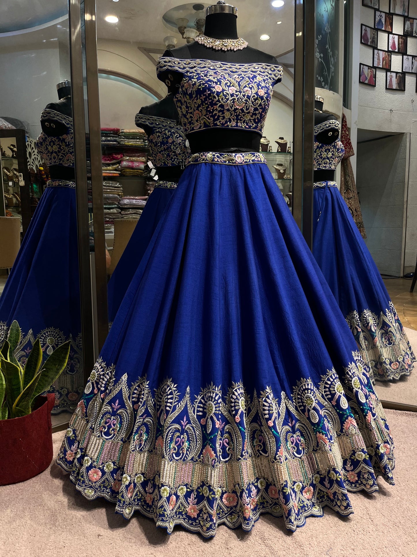 Royal Sapphire Embroidered Designer Lehenga