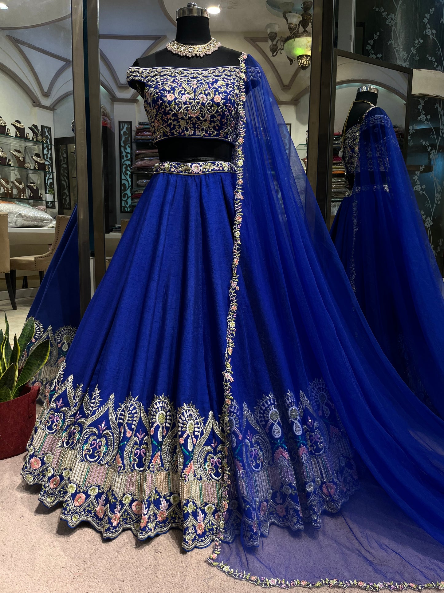 Royal Sapphire Embroidered Designer Lehenga