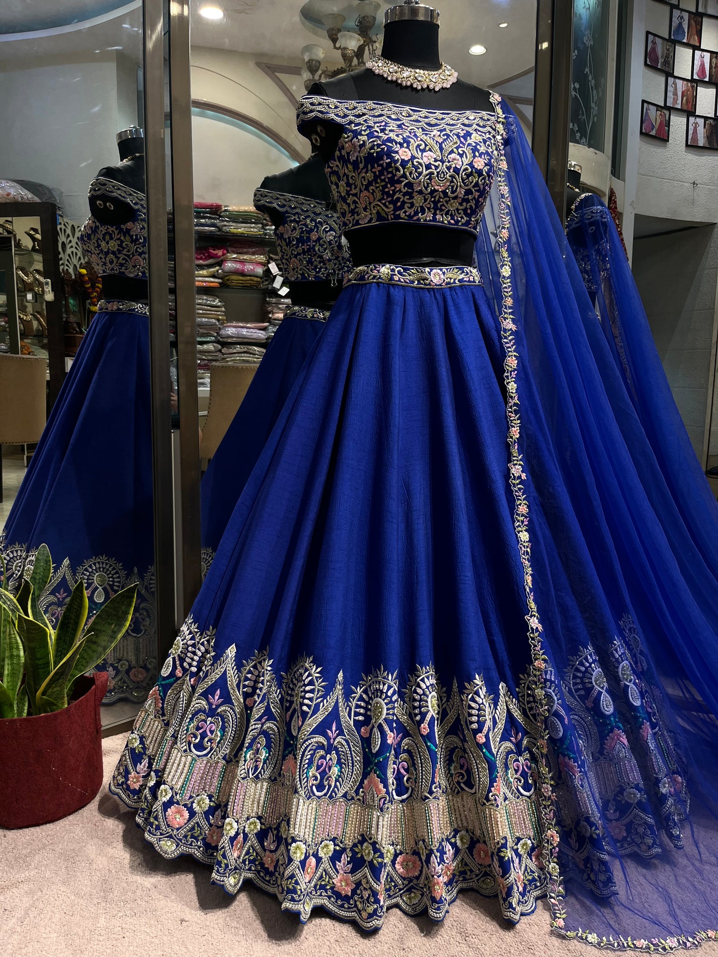 Royal Sapphire Embroidered Designer Lehenga