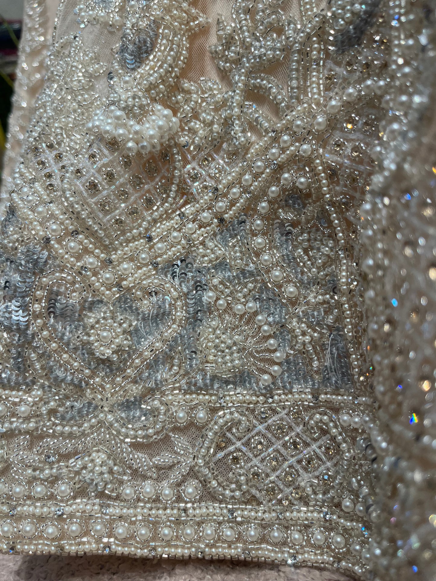 Ivory Champagne Crystal Bridal Lehenga Set