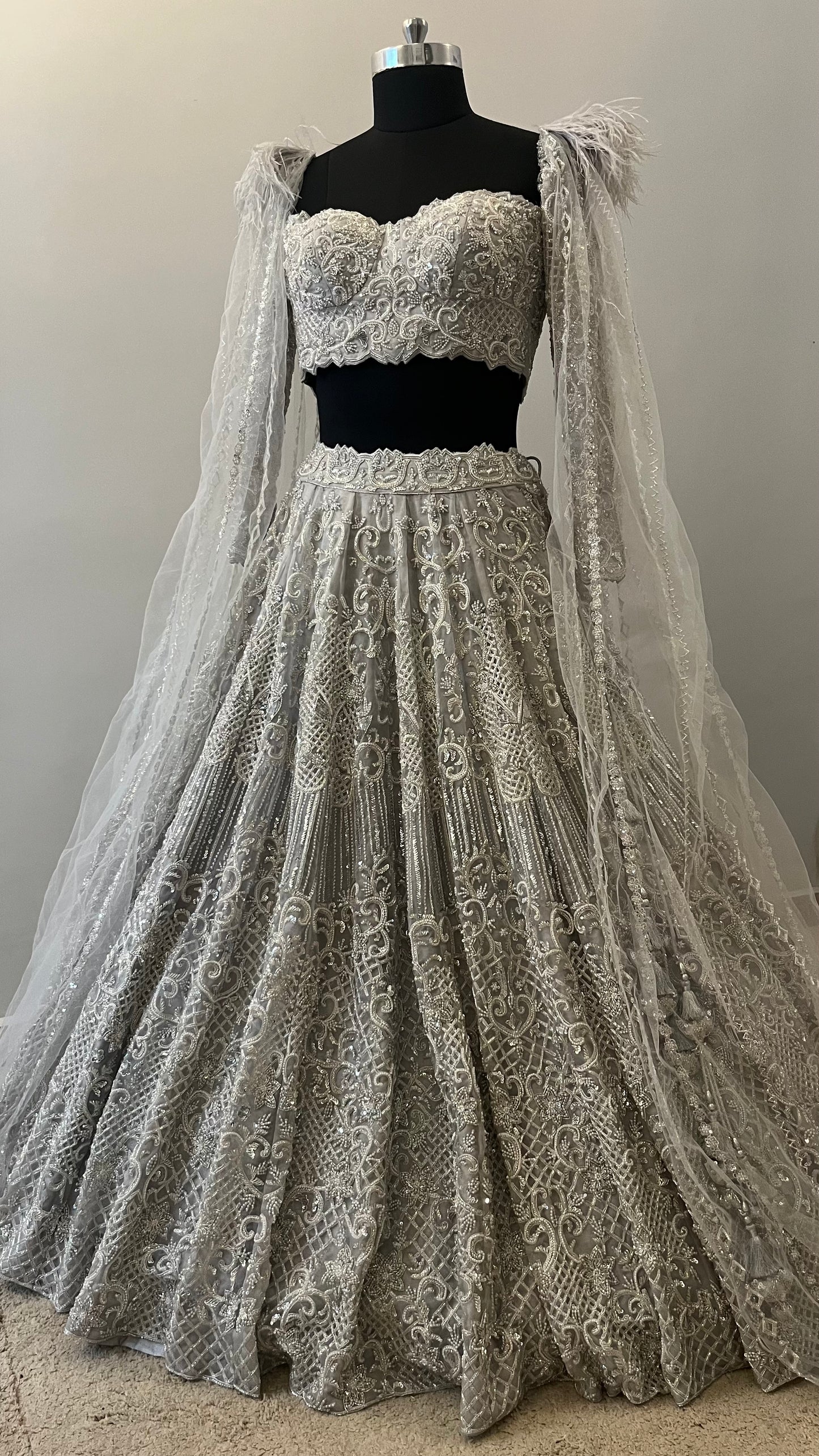 Celestial Silver Couture Bridal Lehenga