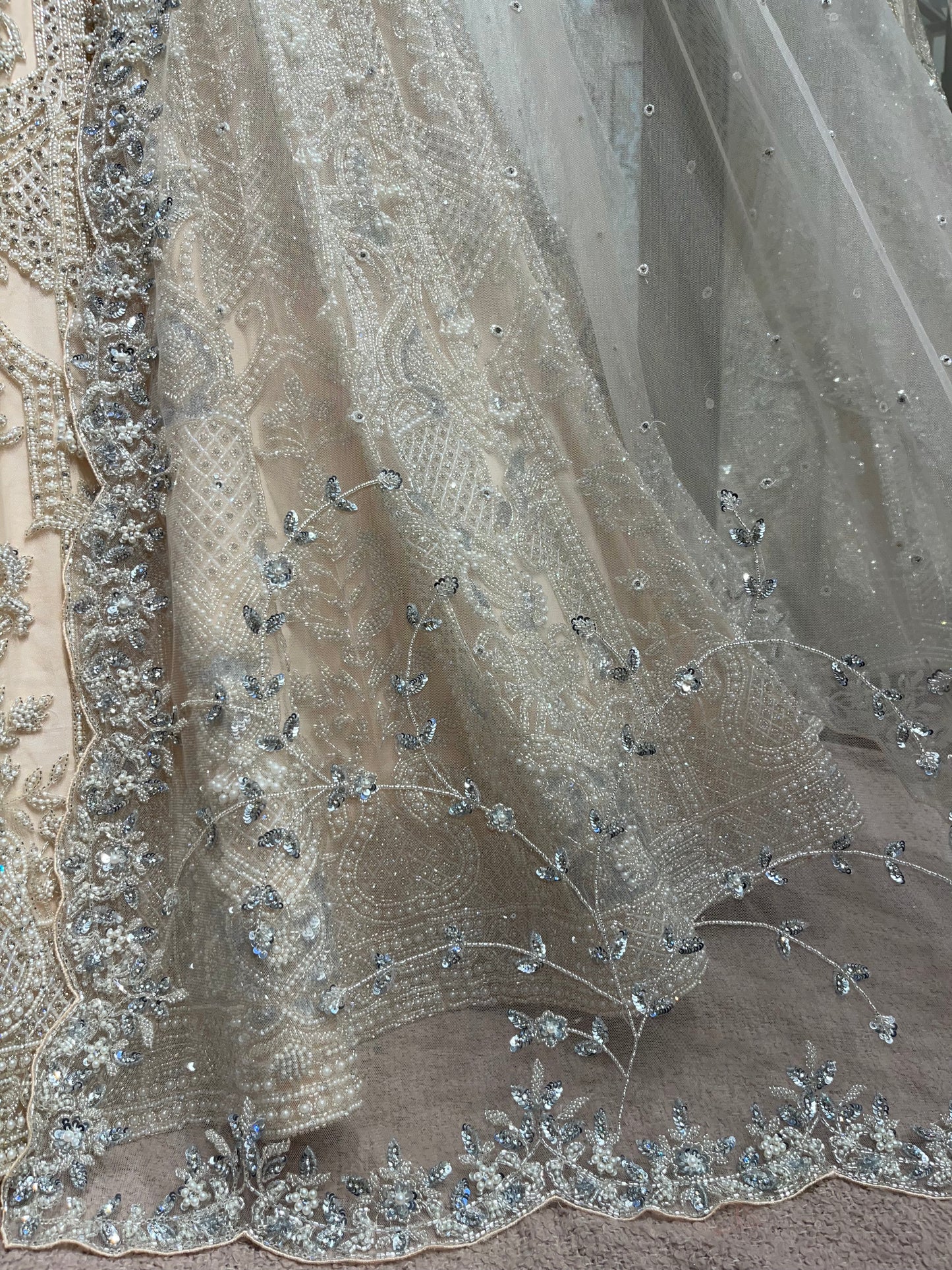 Ivory Champagne Crystal Bridal Lehenga Set