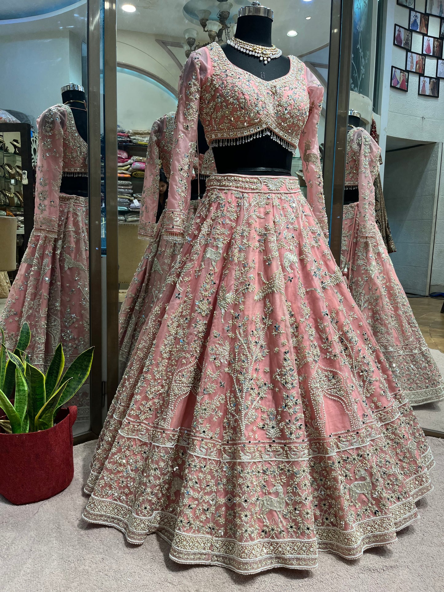 Rose Blush Mughal Embroidered Bridal Lehenga
